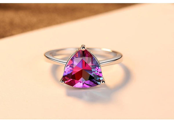Planet Gates 6 / Purple Rainbow Fire Mystic Topaz Finger Rings for Women Anniversary Women 925 Sterling Silver Wedding Ring