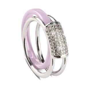 Planet Gates 6 / Purple Silver 2 pcs/Set Hot Sale Fashion 585 Gold Rings With Bling Rhinestone 2 Layer Black White Detachable Ceramic Rings for Women Jewelry