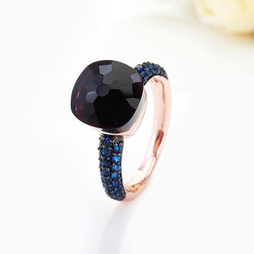 Planet Gates 6 / R01 Rose gold Black Plated Blue Zircon Wedding Rings for Women Girls Austrian Crystal Bague Femme 14 Colors