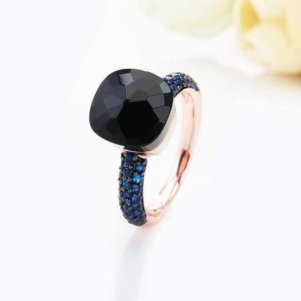Planet Gates 6 / R02 Rose gold Black Plated Blue Zircon Wedding Rings for Women Girls Austrian Crystal Bague Femme 14 Colors