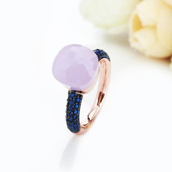 Planet Gates 6 / R04 Rose gold Black Plated Blue Zircon Wedding Rings for Women Girls Austrian Crystal Bague Femme 14 Colors