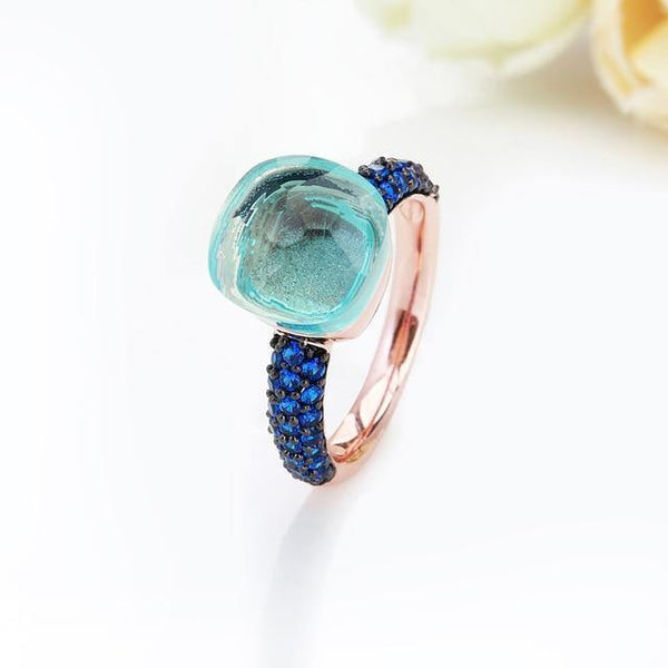 Planet Gates 6 / R06 Rose gold Black Plated Blue Zircon Wedding Rings for Women Girls Austrian Crystal Bague Femme 14 Colors