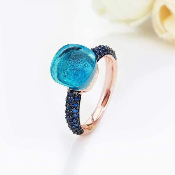 Planet Gates 6 / R07 Rose gold Black Plated Blue Zircon Wedding Rings for Women Girls Austrian Crystal Bague Femme 14 Colors