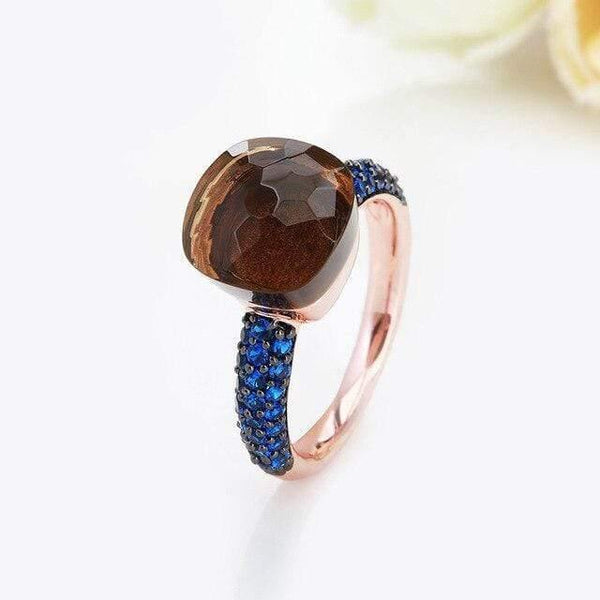 Planet Gates 6 / R09 Rose gold Black Plated Blue Zircon Wedding Rings for Women Girls Austrian Crystal Bague Femme 14 Colors
