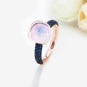 Planet Gates 6 / R11 Rose gold Black Plated Blue Zircon Wedding Rings for Women Girls Austrian Crystal Bague Femme 14 Colors