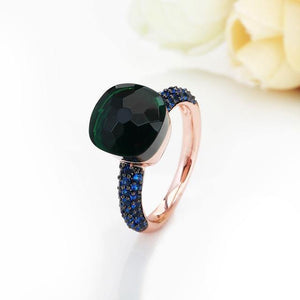 Planet Gates 6 / R13 Rose gold Black Plated Blue Zircon Wedding Rings for Women Girls Austrian Crystal Bague Femme 14 Colors
