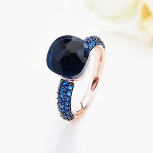 Planet Gates 6 / R14 Rose gold Black Plated Blue Zircon Wedding Rings for Women Girls Austrian Crystal Bague Femme 14 Colors