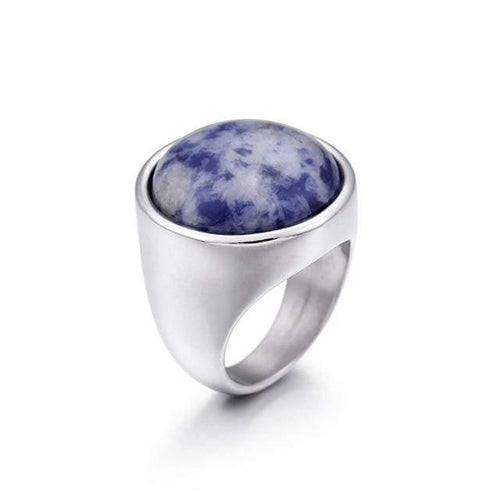 Planet Gates 6 / Silver Blue Lady Fashion Big Marble Color Stone Rings Women Size 6-9 Antique Silver & Gold Wedding Rings Party Jewelry