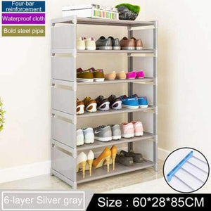 Planet Gates 6-Silver gray Multi Layer Shoe rack Non-woven fabric Easy Assemble organize Storage Shelf Shoe cabinet fashion bookshelf Living Room Furniture