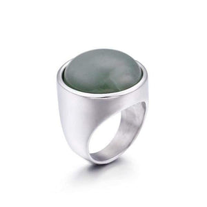 Planet Gates 6 / Silver Green Lady Fashion Big Marble Color Stone Rings Women Size 6-9 Antique Silver & Gold Wedding Rings Party Jewelry