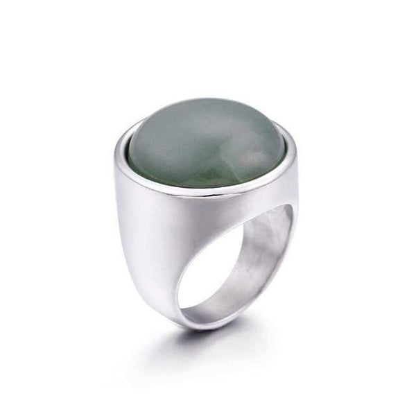 Planet Gates 6 / Silver Green Lady Fashion Big Marble Color Stone Rings Women Size 6-9 Antique Silver & Gold Wedding Rings Party Jewelry