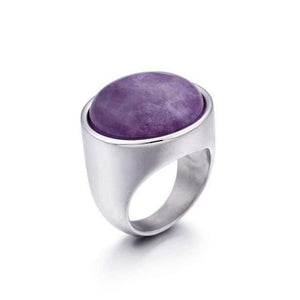 Planet Gates 6 / Silver Purple Lady Fashion Big Marble Color Stone Rings Women Size 6-9 Antique Silver & Gold Wedding Rings Party Jewelry