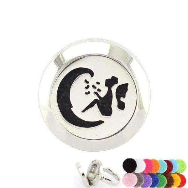 Planet Gates 6 / spider 20mm Silver Flower of Life Ring Aromatherapy/Essential Oils 316L S.Steel Perfume Diffuser Locket Ring Fashion 2018 with Free Pad