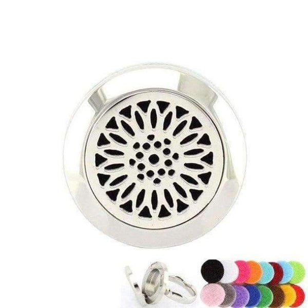 Planet Gates 6 / sunflower 20mm Silver Flower of Life Ring Aromatherapy/Essential Oils 316L S.Steel Perfume Diffuser Locket Ring Fashion 2018 with Free Pad