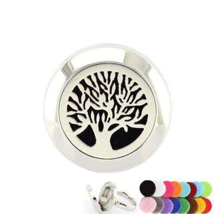 Planet Gates 6 / tree 20mm Silver Flower of Life Ring Aromatherapy/Essential Oils 316L S.Steel Perfume Diffuser Locket Ring Fashion 2018 with Free Pad