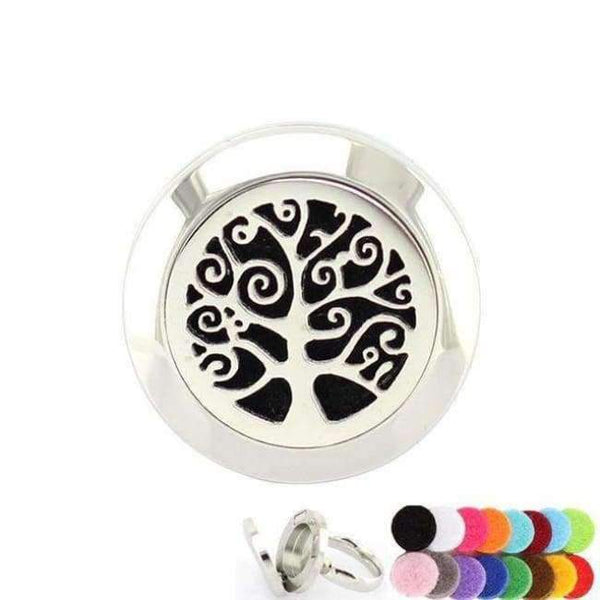 Planet Gates 6 / tree of life 20mm Silver Flower of Life Ring Aromatherapy/Essential Oils 316L S.Steel Perfume Diffuser Locket Ring Fashion 2018 with Free Pad