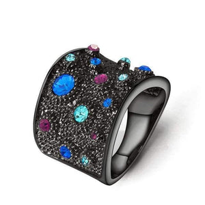 Planet Gates 6 / Vintage Silver Color Gold Color Finger Multicoloured Rhinestones Paved Cocktail Ring Size 6 7 8 9 Rings For Women Fashion Ring 2019