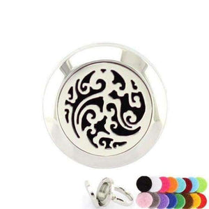 Planet Gates 6 / waves 20mm Silver Flower of Life Ring Aromatherapy/Essential Oils 316L S.Steel Perfume Diffuser Locket Ring Fashion 2018 with Free Pad