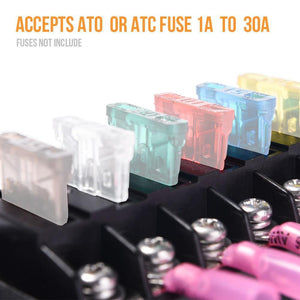 Planet Gates 6 Way Blade Fuse Holder Box Auto Block Case with Screw Nut Terminal for 12-32V Car Truck Vehicle Marine Boat Motorhome