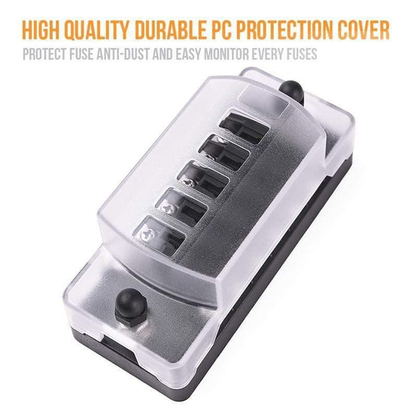 Planet Gates 6 Way Blade Fuse Holder Box Auto Block Case with Screw Nut Terminal for 12-32V Car Truck Vehicle Marine Boat Motorhome