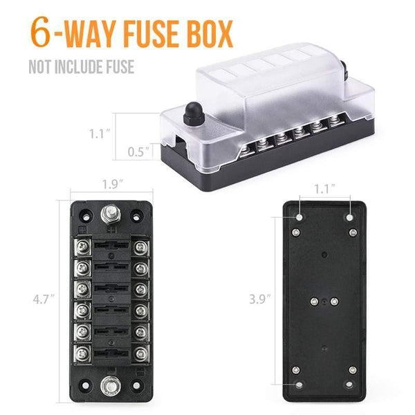 Planet Gates 6 Way Blade Fuse Holder Box Auto Block Case with Screw Nut Terminal for 12-32V Car Truck Vehicle Marine Boat Motorhome