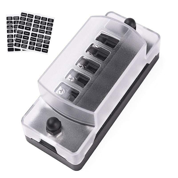 Planet Gates 6 Way Blade Fuse Holder Box Auto Block Case with Screw Nut Terminal for 12-32V Car Truck Vehicle Marine Boat Motorhome