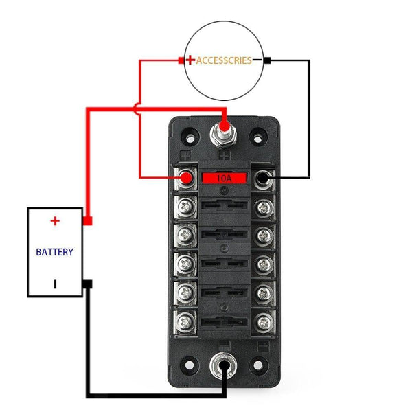 Planet Gates 6 Way Blade Fuse Holder Box Auto Block Case with Screw Nut Terminal for 12-32V Car Truck Vehicle Marine Boat Motorhome