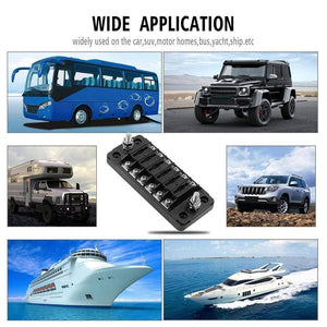 Planet Gates 6 Way Blade Fuse Holder Box Auto Block Case With Screw Nut Terminal For 12-32V Car Truck Vehicle Marine Boat Motorhome Hot Sale