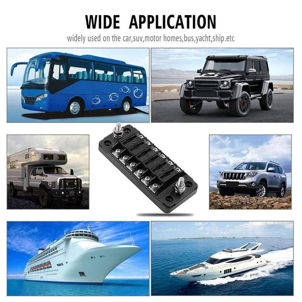 Planet Gates 6 Way Blade Fuse Holder Box Auto Block Case With Screw Nut Terminal For 12-32V Car Truck Vehicle Marine Boat Motorhome Hot Sale