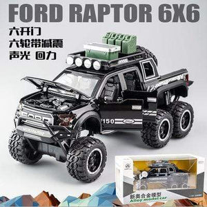 Planet Gates 6 wheels Black box 1:32 Ford Raptor F150 Big Wheel Alloy Diecast Car Model Car Pull Back Vehicle Collection Children Toy Car Gifts