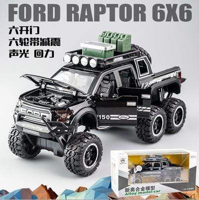 Planet Gates 6 wheels Black box 1:32 Ford Raptor F150 Big Wheel Alloy Diecast Car Model Car Pull Back Vehicle Collection Children Toy Car Gifts