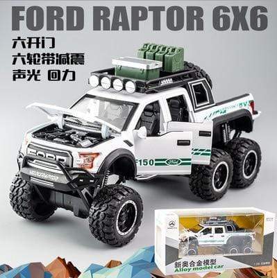 Planet Gates 6 wheels White box 1:32 Ford Raptor F150 Big Wheel Alloy Diecast Car Model Car Pull Back Vehicle Collection Children Toy Car Gifts