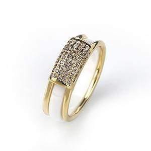 Planet Gates 6 / White Gold 2 pcs/Set Hot Sale Fashion 585 Gold Rings With Bling Rhinestone 2 Layer Black White Detachable Ceramic Rings for Women Jewelry