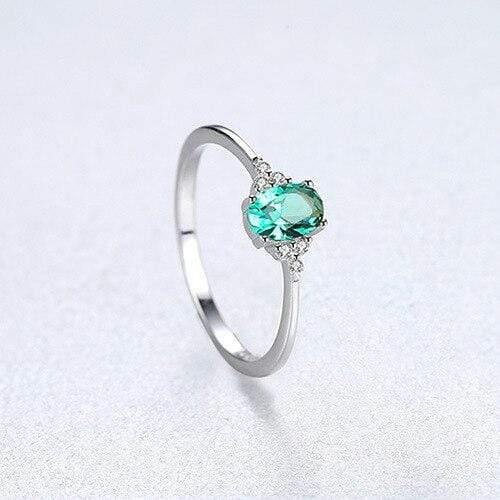 Planet Gates 6 / White Gold 925 Solid Sterling Silver Emerald Gemstone Wedding Engagement Diamonds Ring Women Jewelry Gifts Wholesale