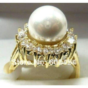 Planet Gates 6 / White Hot sell White Pearl 18KT Crystal Ring Size: 6.7.8.9.10 / S 1Pcs -Top quality free shipping