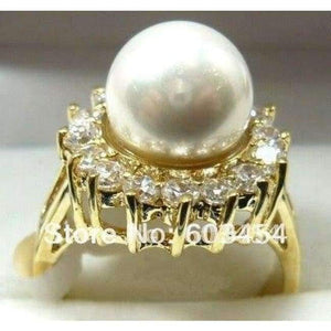 Planet Gates 6 / White Hot sell White Pearl 18KT Crystal Ring Size: 6.7.8.9.10 / S 1Pcs -Top quality free shipping