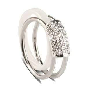 Planet Gates 6 / White Silver 2 pcs/Set Hot Sale Fashion 585 Gold Rings With Bling Rhinestone 2 Layer Black White Detachable Ceramic Rings for Women Jewelry