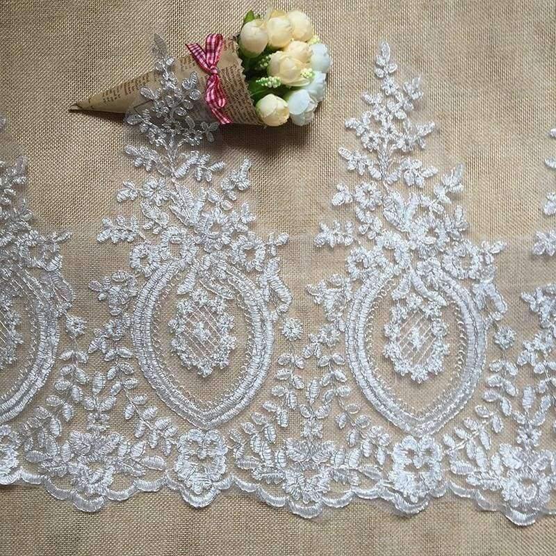 Planet Gates 6 Yards Vintage Embroidered Lace Edge Trim Ribbon Wedding Applique Silver Car Bone DIY Craft For Arts Crafts Sewing Wedding Decor