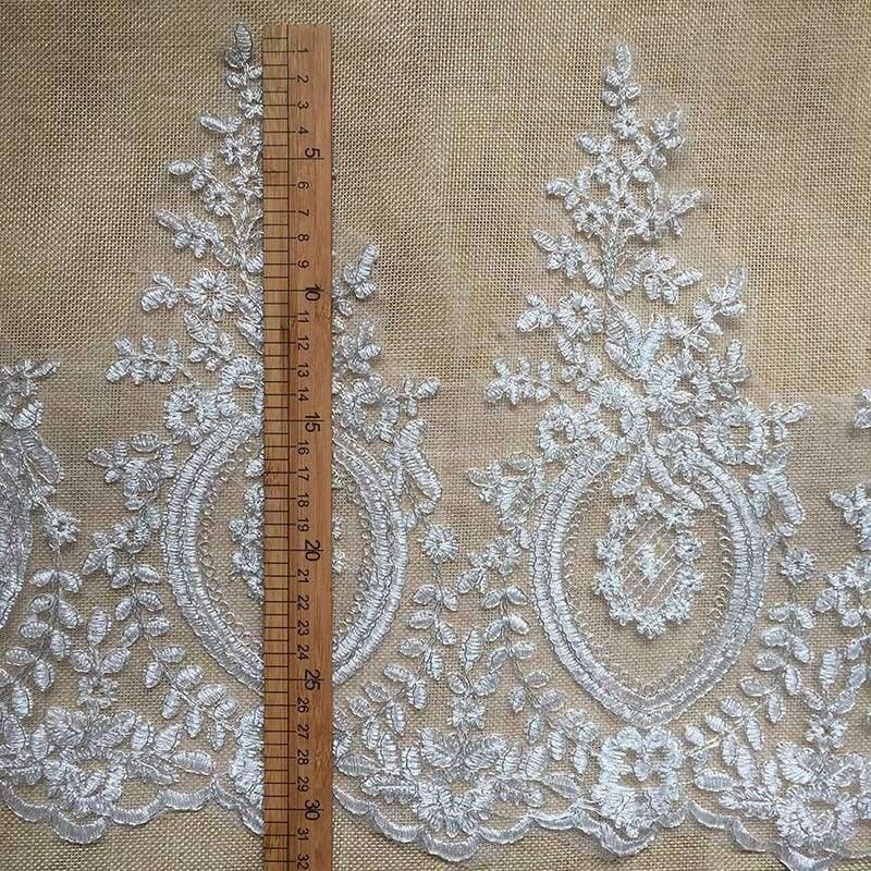 Planet Gates 6 Yards Vintage Embroidered Lace Edge Trim Ribbon Wedding Applique Silver Car Bone DIY Craft For Arts Crafts Sewing Wedding Decor