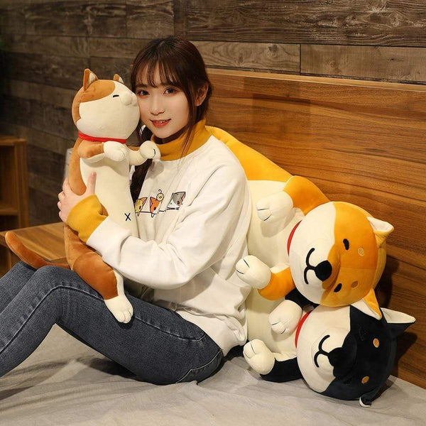 Planet Gates 60-120cm Cute Shiba Inu Dog & Cat Plush Toys Stuffed Long Animals Sleep Boyfriend Pillow Doll Office Cushion Kids Girls Gift