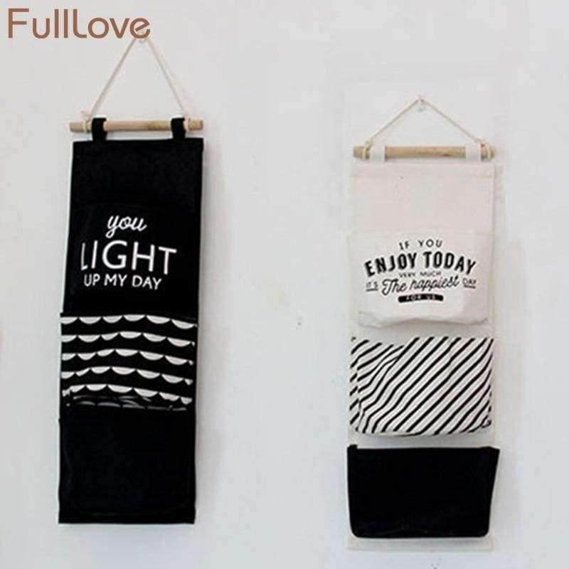 Planet Gates 60*20cm Cotton Letters Printed Hanging Organizer for Cosmetic Sundries Folding Storage Bag Home Storage & Organization