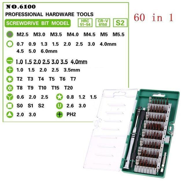 Planet Gates 60 in 1 Multi-Bit Precision Torx Screw Driver Set Torx Screwdriver Tweezer Cell Phone PC PSP Repair Disassembly Hand Tool Pack