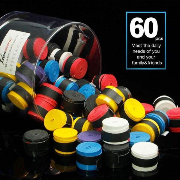 Planet Gates 60 Pcs Sports Tennis Racket Overgrips Anti-skid Fishing Rod Badminton Tennis Sweat Absorbed Wraps Tapes Grips Sweatband