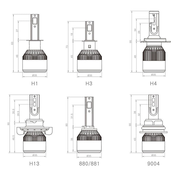 Planet Gates 6000K / 2400Lm / H1 Car Headlight H4 LED Bulbs 9003 HB2 H13 9008 9004 9007 H1 H3 H7 H8 H9 H11 9005 HB3 9006 HB4 880 H27 Auto Headlamp Lights Bulb