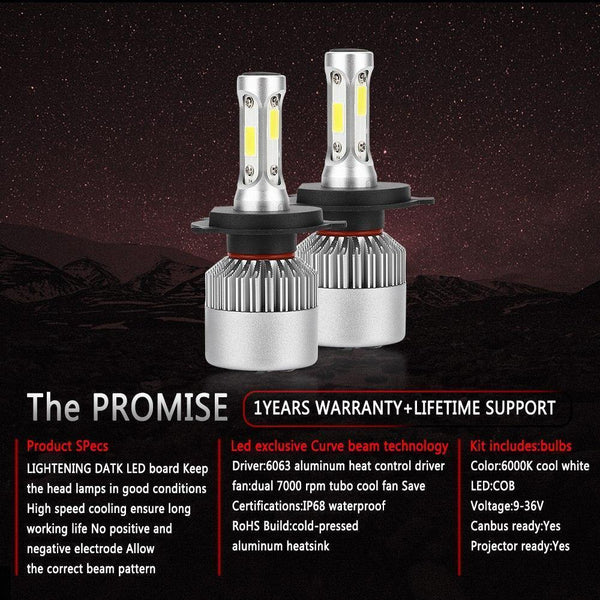 Planet Gates 6000K Cold White / H27/880 S2 LED 12V Headlight bulb H1 H3 H4 LED H7 H11 H13 880 9004 9005 HB3 9006 HB4 9007 80W 6000K Long Lasting Service Life Car Light
