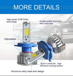 Planet Gates 6000K pure white / 9005/HB3 2pcs H7 LED H4 H1 H3 H11 9005 9006 Car headlight 50W 8000LM H4 Hi Lo beam Auto Front Bulb Automobiles Headlamp Car Light