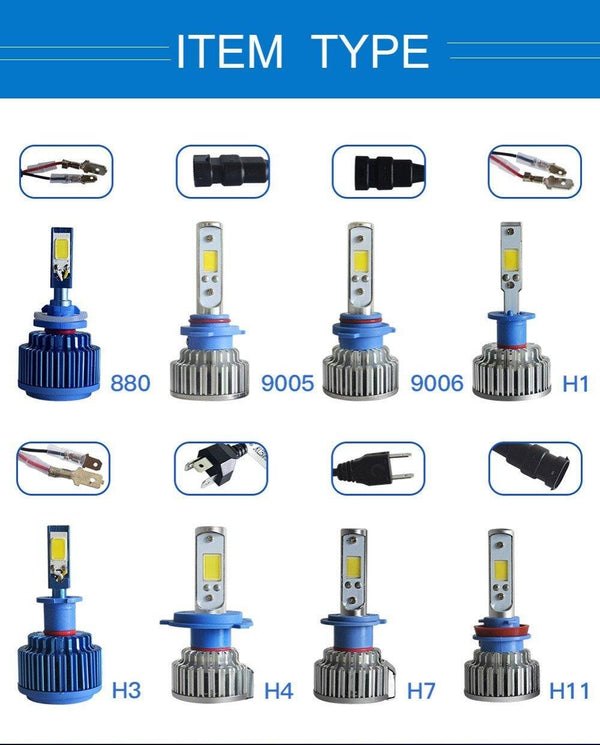 Planet Gates 6000K pure white / 9005/HB3 2pcs H7 LED H4 H1 H3 H11 9005 9006 Car headlight 50W 8000LM H4 Hi Lo beam Auto Front Bulb Automobiles Headlamp Car Light