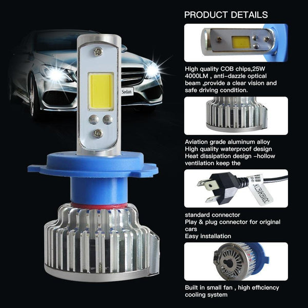 Planet Gates 6000K pure white / 9005/HB3 2pcs H7 LED H4 H1 H3 H11 9005 9006 Car headlight 50W 8000LM H4 Hi Lo beam Auto Front Bulb Automobiles Headlamp Car Light