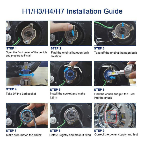 Planet Gates 6000K pure white / 9005/HB3 2pcs H7 LED H4 H1 H3 H11 9005 9006 Car headlight 50W 8000LM H4 Hi Lo beam Auto Front Bulb Automobiles Headlamp Car Light