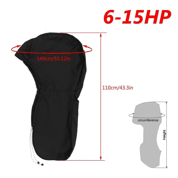 Planet Gates 600D 6-225HP Boat Full Motor Cover Outboard Engine Protector for 6-225HP Boat Motors Black Waterproof